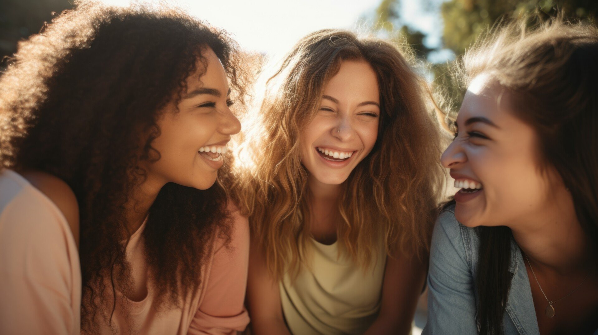 a close up of a group of friends laughing together